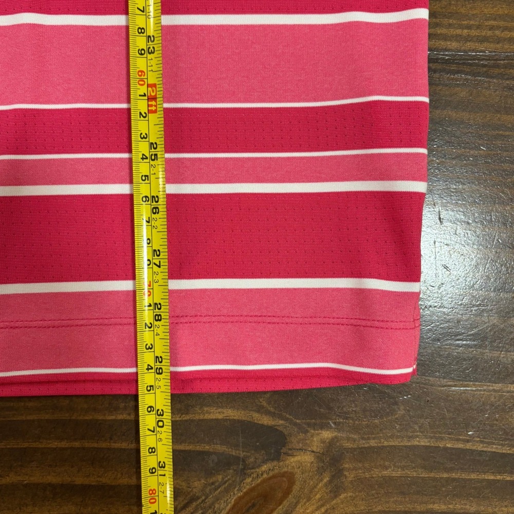 NIKE GOLF Mens Medium Pink Striped Dri Fit Polo Shirt Tour Performance - Picture 7 of 7